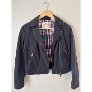 Levi's Women's Black Canvas Utility Jacket Zip Front Size XS Cropped Workwear